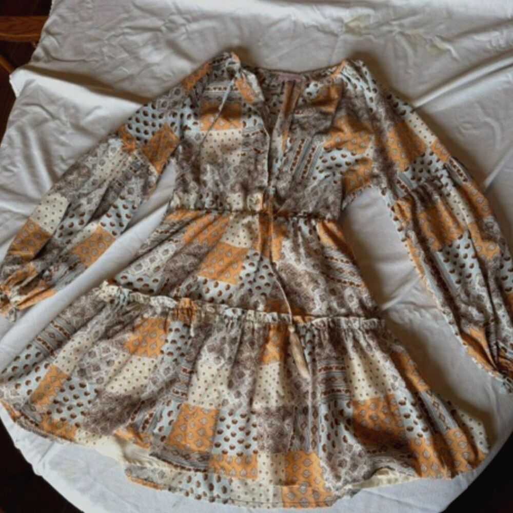Pink Lily Patchwork Dress XS